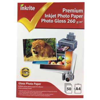 Inkrite A4 260gsm Single Sided Gloss Photo Paper 50 Sheet Packs