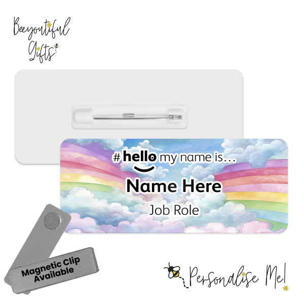 #hello my name is... Name Badge - Rainbow In The Clouds