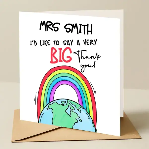 Personalised Thank You Teacher Card - I'd Like To Say A Very BIG Thank You - Standard Smooth Card