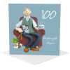 Penblwydd hapus, male Welsh 100th birthday card for him - designed by Erica Sturla - 15cm square and blank inside, made in the UK