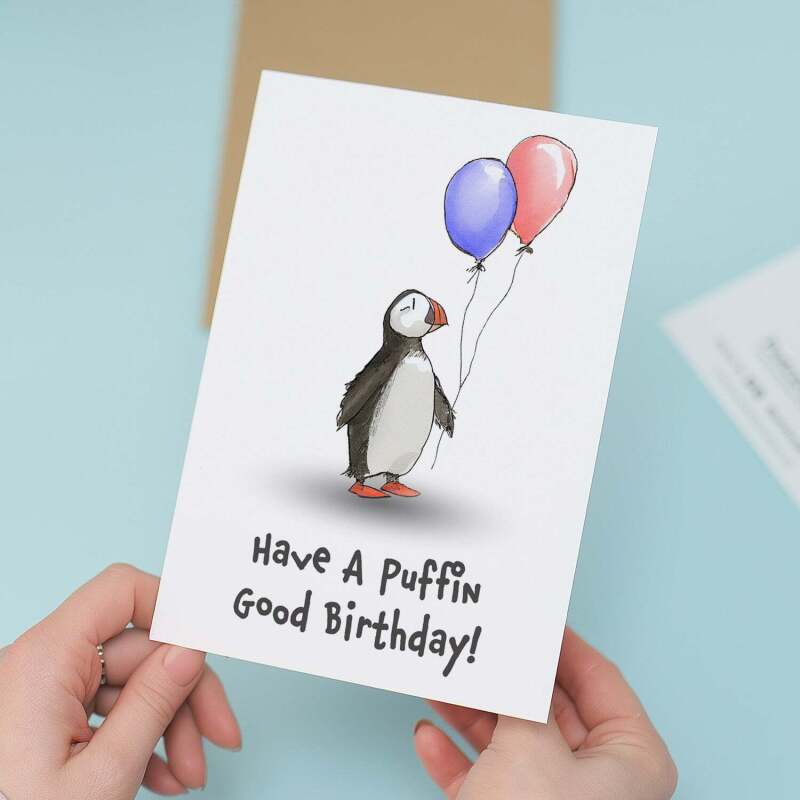 Birthday Card For Children Cute Puffin Birthday Card For Child Card For Boy Birthday Card For Girl Puffin Good Fun Birthday Card For Kids - Large (5x7) / Blank Message