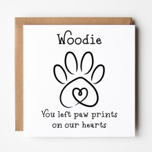 Personalised Sympathy Card - You Left Paw Prints On Our Hearts - Standard Smooth Card