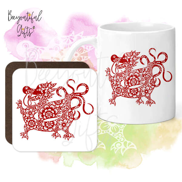 Mug & Coaster Set - Zentangle Chinese New Year Animal