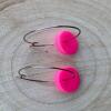 Fluorescent Pink Clay Hoop Earrings: Minimalist Festival Jewelry - fluorescent pink