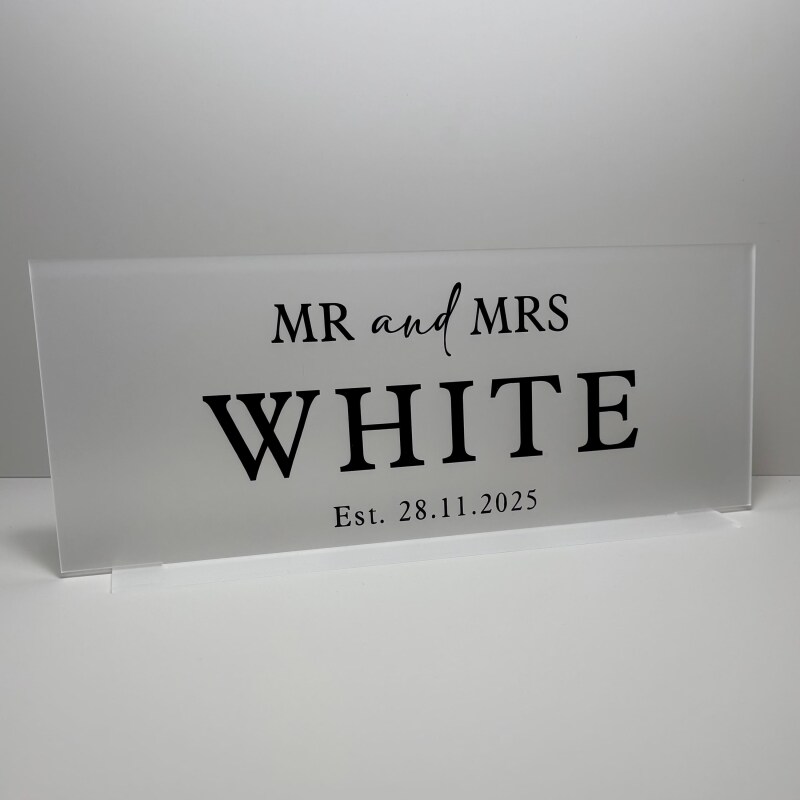 Top Table Wedding Sign / Custom Sign for Wedding Top Table / Wedding Decor / Mr & Mrs Sign - White - Frosted