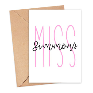 Personalised Thank You Teacher Card - Teacher's Name Miss/Mrs/Mr