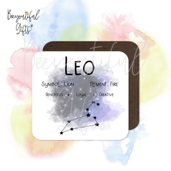 Birthday Coaster - Star Sign with Astrology Background - Aquarius
