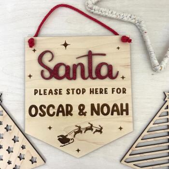 Personalised Santa Stop Here Sign / Christmas Childrens Decor / Santa Stop Here / Christmas Home Decor / Please Stop Here