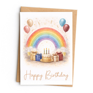 Birthday Card - Happy Birthday Vintage Rainbow