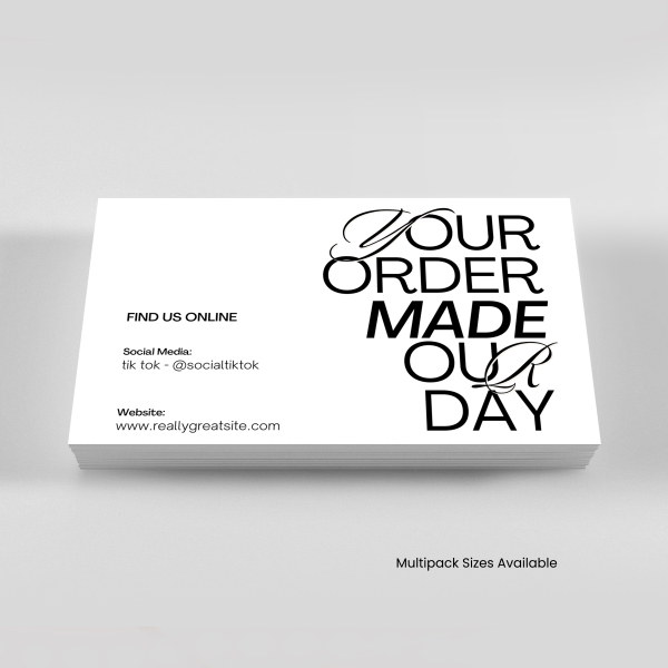 Business thank you cards - Your order means the world to us - Sample