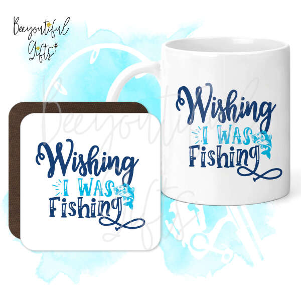 Mug & Coaster Set - Wishing I Was Fishing