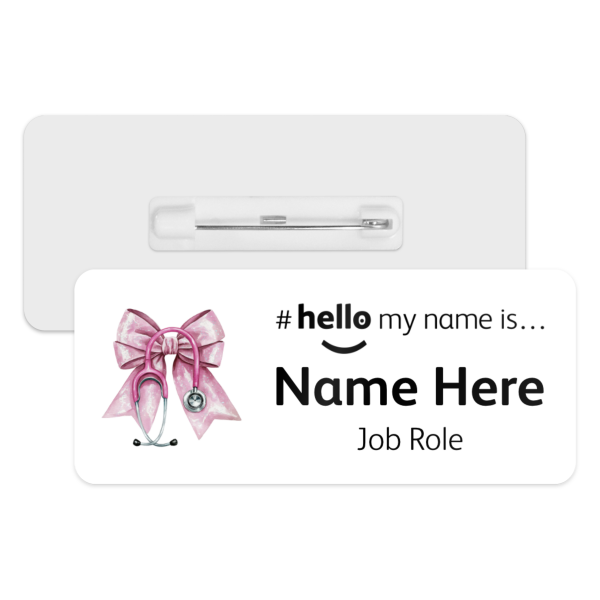 #hello my name is... Name Badge - Coloured Coquette Bow Ribbon