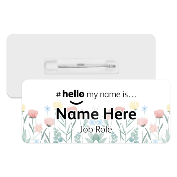 #hello my name is... Name Badge - Watercolour Spring Flowers