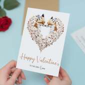 Valentine's Day Card for Wife or Husband, The One I Love, Unique Fox Heart Design, Special, Elegant