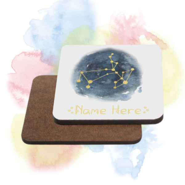 Personalised Birthday Coaster - Watercolour Star Sign - Aquarius