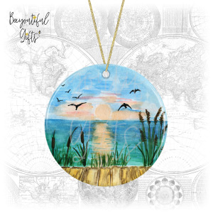 Travel Ceramic Decoration - Watercolour Water Reeds