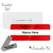 Name Badge - Coloured Duo Band Hello My Name is... - Red