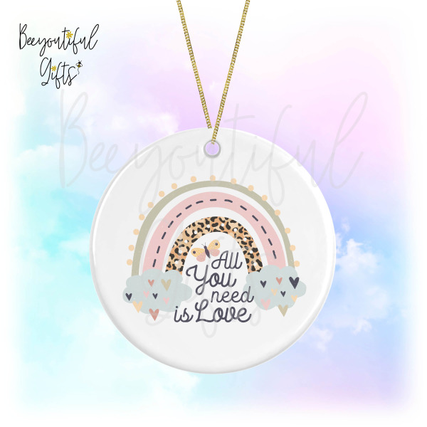 Positivity Ceramic Decoration - All You Need Is Love Boho Rainbow