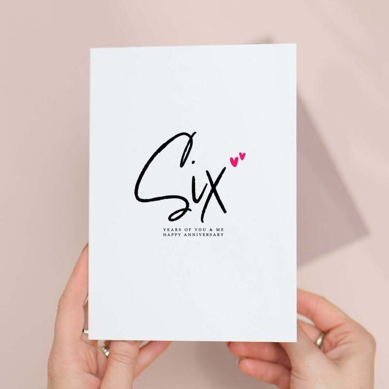 Six Year Anniversary Card For Husband 6 Year Anniversary Card Boyfriend or Girlfriend Wedding Anniversary Card For Wife - Large (5x7) / Blank Message