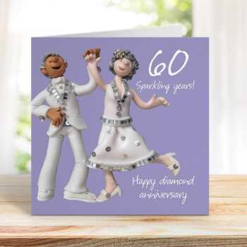 60th anniversary card (diamond anniversary) - designed by Erica Sturla - 15cm square and blank inside, made in the UK