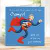 Super Gramps birthday card for a grandad - designed by Erica Sturla - 15cm square and blank inside, made in the UK
