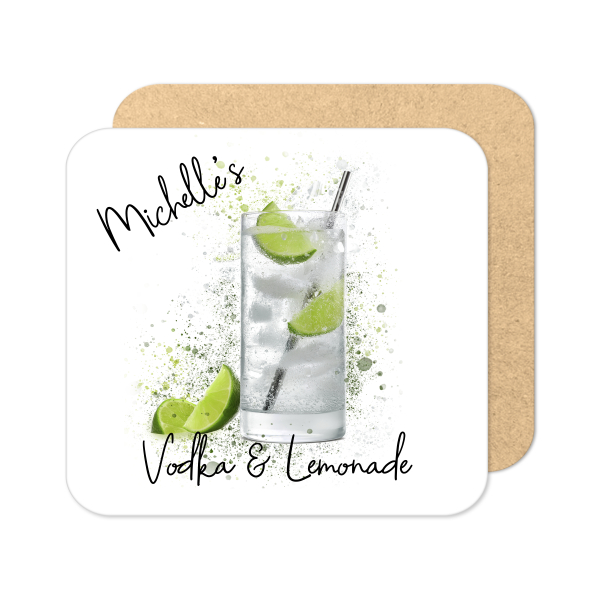 Personalised Vodka & Lemonade Coaster with Splash Effect