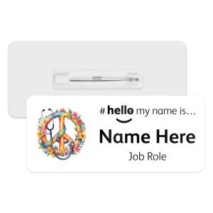 #hello my name is... Name Badge - Retro Floral Peace Stethoscope