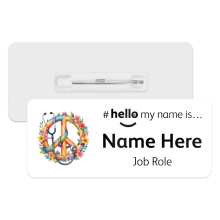 #hello my name is... Name Badge - Retro Floral Peace Stethoscope