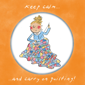 Holy Mackerel Carry on quilting, a 15cm square card for a quilter or sewer featuring Rosie Brooks artwork, blank inside for your message. For wife, sister, friend, aunt, niece, mum, grandma etc