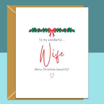 Wife Christmas Card - For Her - Personalised - Love - Xmas Card for Wife