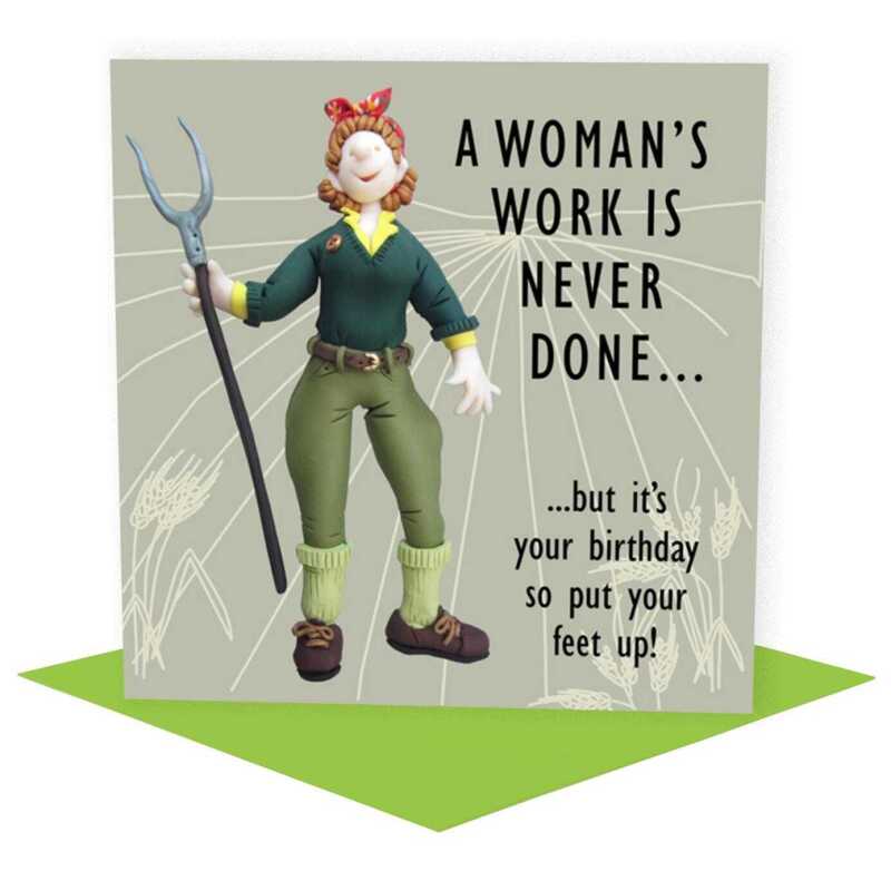 A woman's work birthday card - designed by Erica Sturla - 15cm square and blank inside, made in the UK