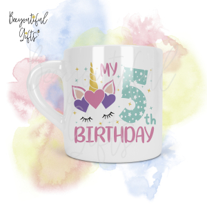 Personalised Unicorn Birthday Number Smug Mug® (6oz) - 5