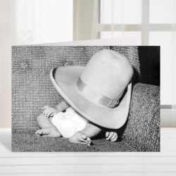 10 gallon baby, vintage photographic black and white new baby card  - 12.6 x 17.7cm and blank inside - made in the UK