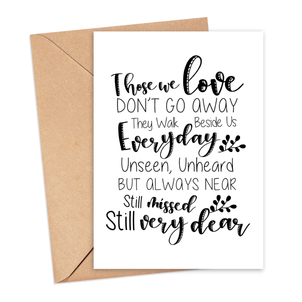 Sympathy Card - Those We Love Don't Walk Away Verse - Small (A6)