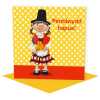 Penblwydd hapus - Happy birthday card with a girl in a Welsh costume - designed by Erica Sturla - 15cm square and blank inside, UK made