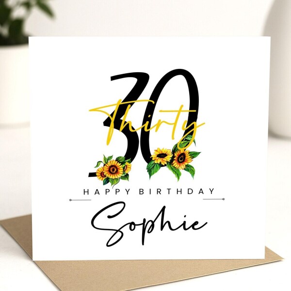 Personalised Birthday Card - Happy 30th Birthday - Standard Smooth Card