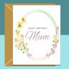 Mum birthday card, personalised inside, Floral Design, Custom Message Inside, Glossy or Matte Finish, 3 sizes, for Mom on her birthday. - Blank inside - Regular - Matte
