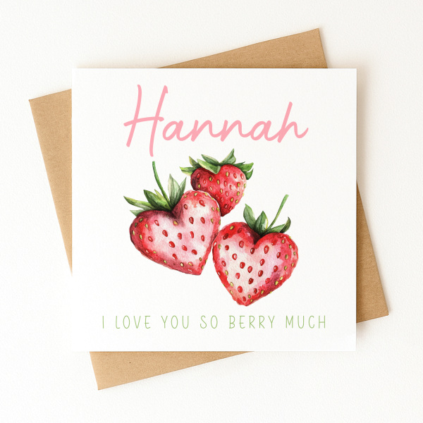 Personalised Valentine's Day Card - I Love You So Berry Much - Standard Smooth Card