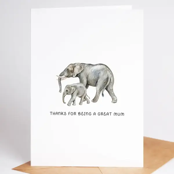 Father's Day Card - Thanks For Being A Great Mum - Small (Approx. A6 | 105mm x 148mm | 4.1in x 5.8in) - Standard Smooth Card