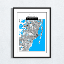 Miami - United States - Map Print - A4