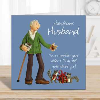 Wonderful husband birthday card - designed by Erica Sturla - 15cm square and blank inside, made in the UK
