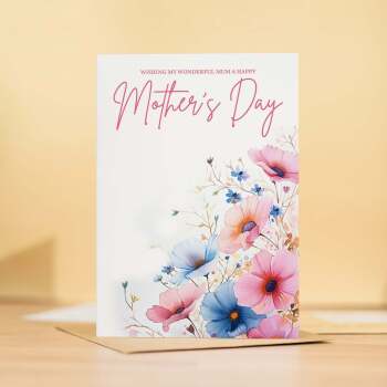 Mother's Day Card For Mum Mothering Sunday Card Love Mum Card Mother's Day Card with Flowers Wonderful Happy Mother's Day Card