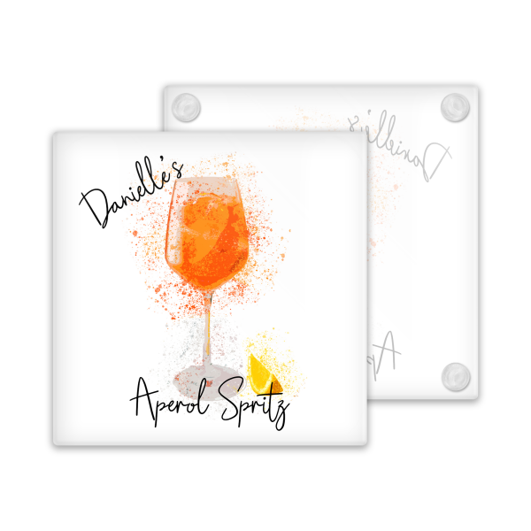 Personalised Aperol Spritz Glass Coaster with Splash Effect