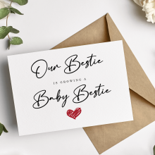 Pregnancy Announcement Card - Our Bestie Is Growing A Baby Bestie - Small (Approx. A6 | 105mm x 148mm | 4.1in x 5.8in) - Standard Smooth Card