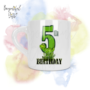 Personalised Dinosaur 5th Birthday Number Smug Mug® (6oz)