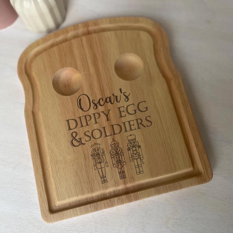 Personalised Dippy Egg Breakfast Board / Football Themed Gifts for Kids / Personalised Egg and Toast Board / Egg Cup Tray Birthday Easter - Dippy Egg - Dinosaur