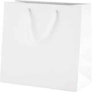 Personalised Luxury Gift Bag with Rope Handles - White (Matte) - Medium (200mm x 250mm x 100mm)