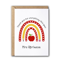 Personalised Thank You Teacher Card - Thank You For Everything This Year - Small (Approx. A6 | 105mm x 148mm | 4.1in x 5.8in) - Standard Smooth Card