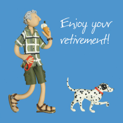 Holy Mackerel Enjoy your retirement card designed by Erica Sturla, for retiring colleague, dad, brother, son, husband, uncle, friend etc. Card is 15cm square and blank inside for your own message