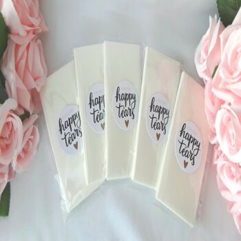 5 pkts Happy tears tissues, wedding tissues, wedding guest tissues